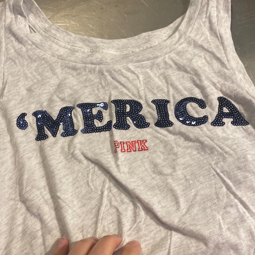 AMERICA PINK sequin tank top